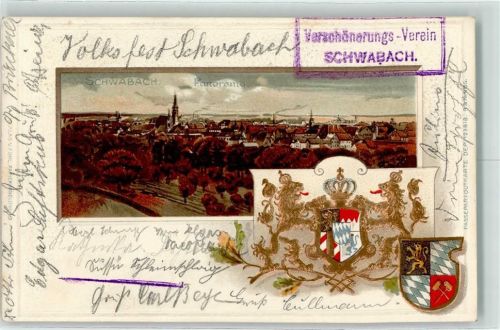 Schwabach 1900 Wappen Lithographie