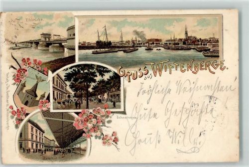 Wittenberge 1900 Bahnhof Elbbrücke Hafen Bahnstraße