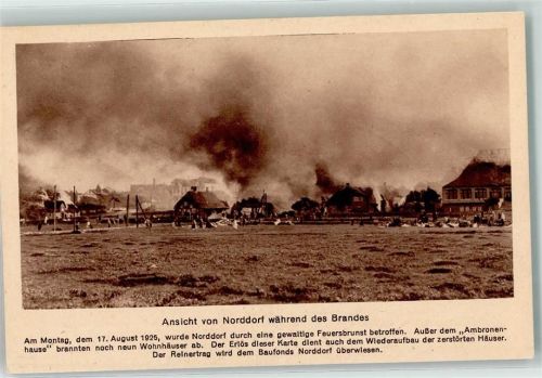 Norddorf Brand Feuer 17. August 1925 Spendenkarte