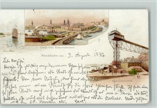 Stockholm 1897 Katarinahissen, sign Anna Palm - I AK