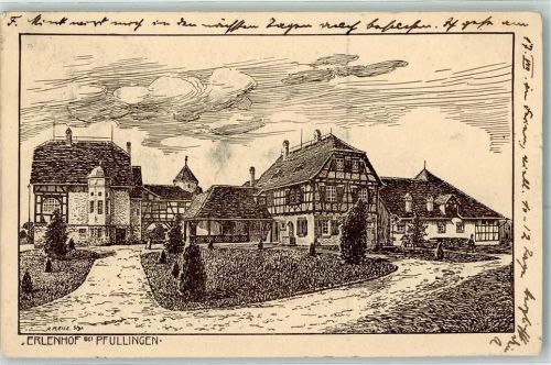 72793 W7417 Pfullingen 1913 Künstlerkarte Erlenhof sign