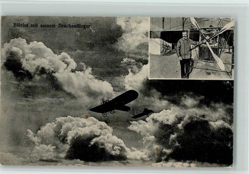 1910 Bleriot mit seinem Drachenflieger AK