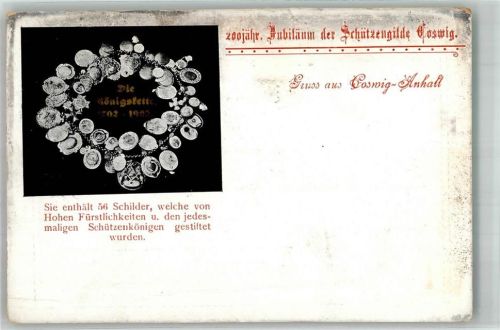 Coswig 1902 200 Jahre Schützengilde Coswig Die Königskette 1702-1902