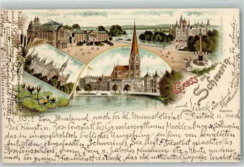 Schwerin 1894 Theater Museum Schloss Seerosen Dom Vorläufer