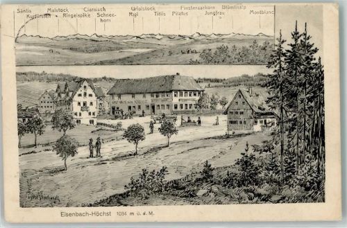 Eisenbach 1913 Eisenbach-Höchst Gasthaus zum Kreuz Alpenkette