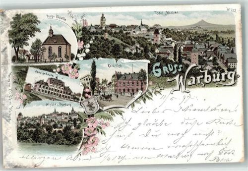 Warburg 1897 Kaiserl. Post Schule Burg-Kapelle