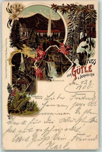 Dornbirn 1900 Gütle Wasserfall Rapplochschlucht Ottmar Zieher