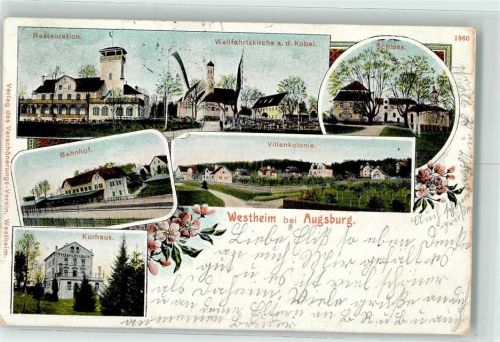 Westheim 1904 Gasthaus Schloß Kurhaus Bahnhof Villenkolonie Wallfahrtskirche
