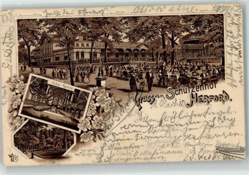 Herford 1897 Gasthaus Schützenhof Garten Saal Bergertor-Aufgang