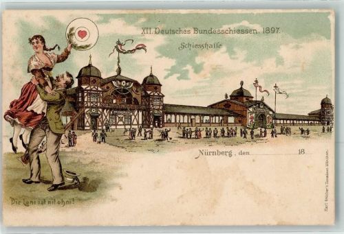 Nürnberg XII. Deutsches Bundesschiessen 1897 Schiesshalle Zielscheibe