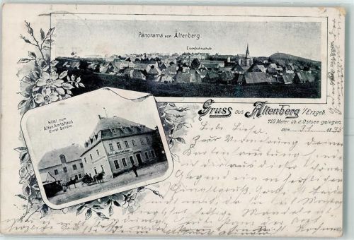 Altenberg 1898 Eisenbahnschule Hotel Zum Alten Amtshaus Bes. Ernst Schöne