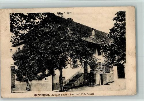 79211 W7819 Denzlingen 1914 - Gasthaus Grüner Baum Bes. Arnold AK Nicht sauber