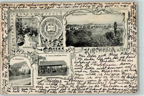 73230 W7312 Kirchheim unter Teck 1900 - Zipfelbach Evange. Vereinshaus Im Garten des Jünglings-Vereins