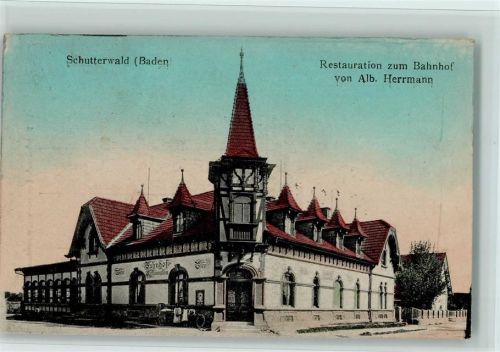 Schutterwald 1921 Restauration zum Bahnhof, gute Erhaltung AK
