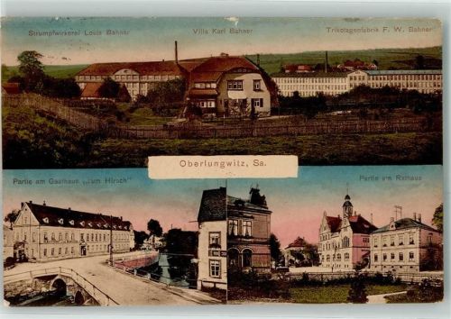 Oberlungwitz Strumpffabrik Louis Bahner Villa Karl Bahner Trikotagenfabrik F.W. Bahner Gasthaus zum Hirsch Rathaus
