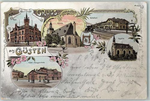 Güsten 1898 Post Kirche Bahnhof Kapelle Mittel- und Bürgerschule