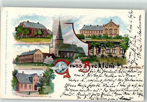 25821 W2257 Breklum 1898 Gebrauchsspuren Brüder Anstalt Missionshaus Sonntagsblatthaus Kirche Prediger Seminar Martineum sign. F. Renfort