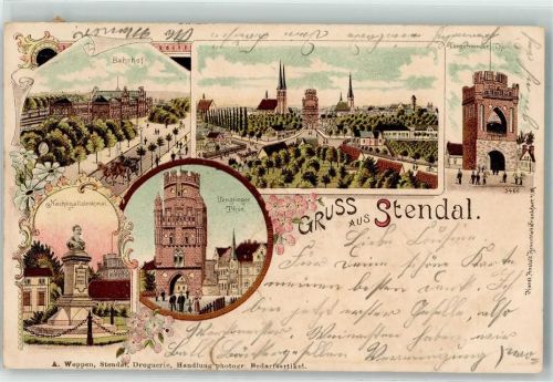 Stendal 1899 Bahnhof Uengliger Tor Nachtigalldenkmal Tangermünder Tor