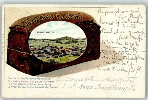 Borgholzhausen 1902 Westfalen Grüße Brot Pumpernickel Passepartout