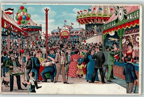 Bad Cannstatt 1907 Karussell Schiesshalle Hippodrom Verlag S. Stern + Sonderstempel Cannstatt Volksfest