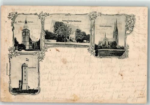 Billerbeck 1906 Kirche zu Notturm Gasthaus Bauberge Longinusturm