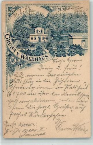98574 O6080 Schmalkalden 1897 Gebrauchsspuren Gasthaus Waldhaus Ort handschriftlich Lithographie