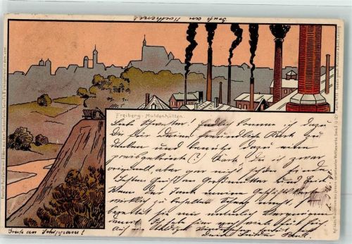 Freiberg 1898 Muldenhütten Litho