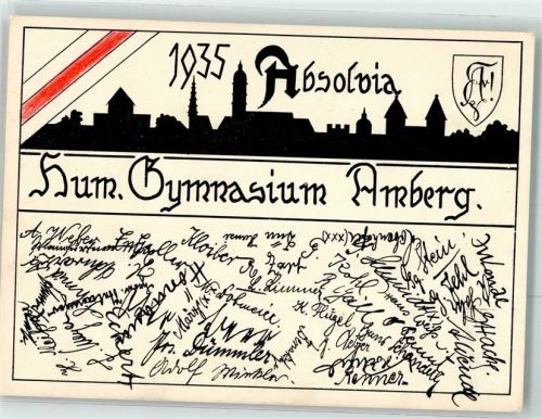 Amberg 1935 Studentika Absolvia Hum. Gymnasium 1935 Pennälerverbindung