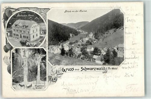 Luisenthal 1906 Blick von der Ruine Gasthaus Deutsches Haus Pferdeschlitten im Winter
