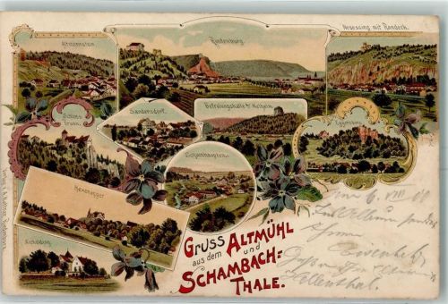 93336 W8426 Schamhaupten , Bay 1900 Lithographie Altmannstein Riedenburg Neuessing mit Randeck Eggersberg Befreiungshalle Kehlheim Sandersdorf Schloss Prunn Hexenagger Aicholding Altmühl