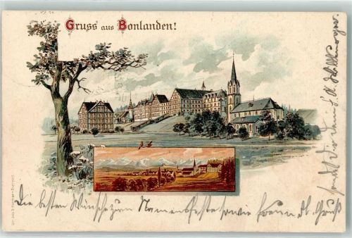88450 W7951 Bonlanden , Kr Biberach an der Riß 1903 Lithographie Bahnpost K. Württ. 92