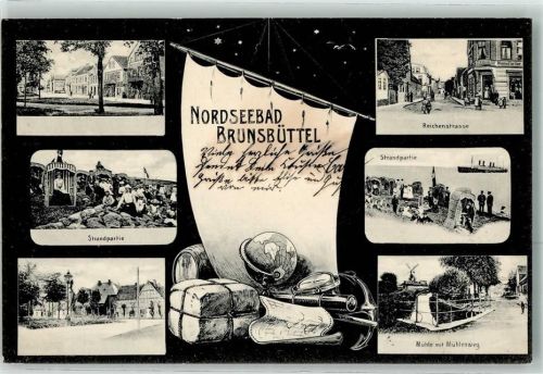 Brunsbüttel 1906 Strand Mühle Reichenstraße Globus Fernrohr Kompaß