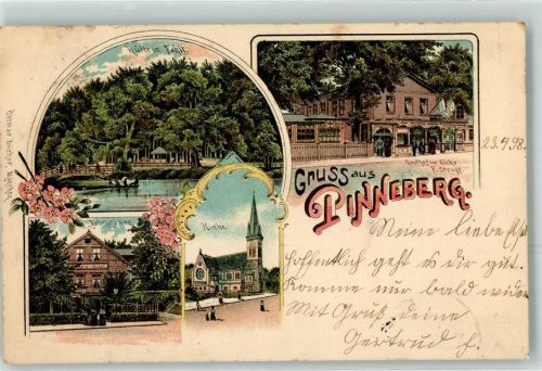 Pinneberg 1898 Bahnhof Hotel Gasthaus zur Eiche Kirche Ottmar Zieher