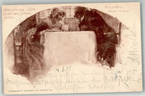 München 1898 Adelskorrespondenz American Bar Hotel Vier Jahreszeiten sign. P. Rieth