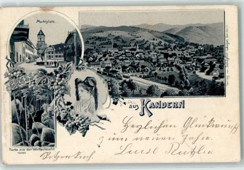 Kandern 1902 Marktplatz Wolfschlucht Tracht Weintrauben