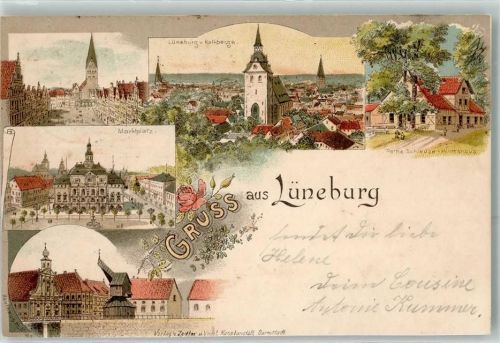 Lüneburg 1897 Marktplatz Rothe Schleuse Gasthaus