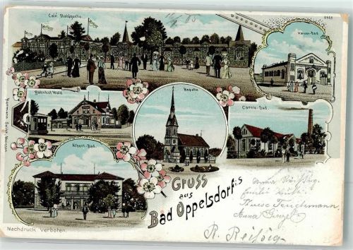 Bad Oppelsdorf 1905 Gasthaus Cafe Stahlquelle Kaiser Bad Carola Bad Kapelle Albert Bad
