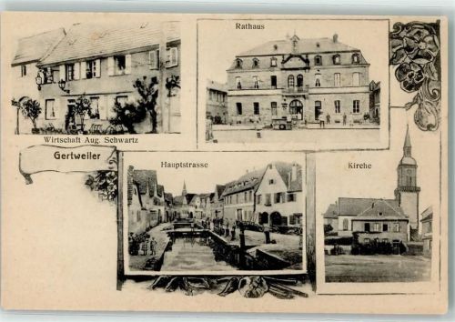 Gertwiller Rathaus Hauptstraße Kirche Gasthaus Aug. Schwartz
