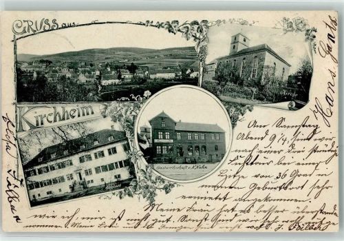 Kirchheim 1904 Gasthaus v. N. Nuhn Schloss Kirche
