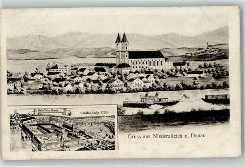 Niederalteich 1919 Um das Jahr 1700 Kirche Raddampfer Gruss