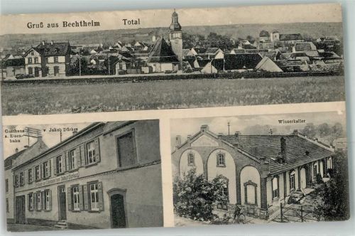 Bechtheim Gasthaus zur Eisenbahn Jakob Dürkes Winzerkeller Kirche Gruss Fahrrad