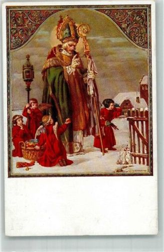 sign. Th. Gämmerler S. Nicolas Bishop mit Engel Nikolaus 1940 Künstlerkarte