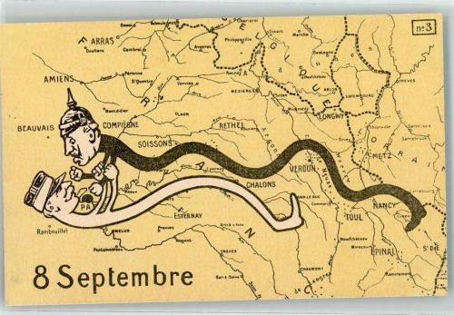 Serie Nr. 3 Deutschland kämpft mit Frankreich Karikatur AK
