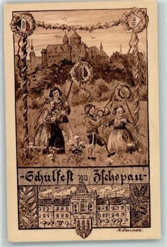 Zschopau 1913 Schulfest Wappen sign. A.Denner