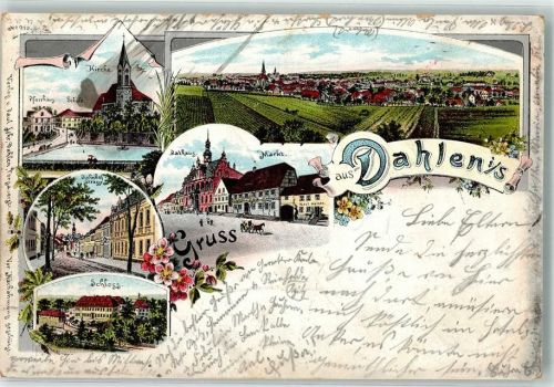 Dahlen 1899 Schloß Bahnhofstraße Rathaus Marktplatz