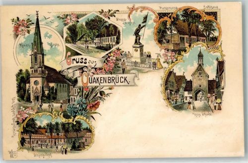 Quakenbrück 1900 Marienkirche Schützenhof Siegesdenkmal Hohe Pforte Plangemanns Cafehaus Blumen Gruss