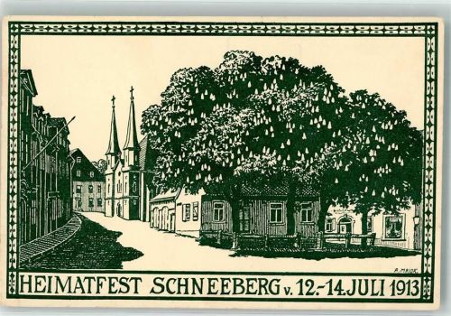 Schneeberg 1913 Heimatfest 1913 Fürstenplatz Alte Hauptwache Hospitalkirche sign. A. Major