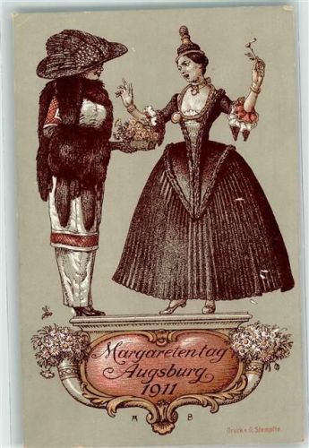 Augsburg 1911 Margaretentag Mode AK