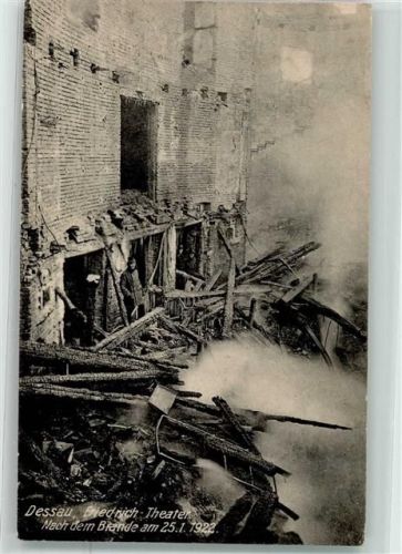 Dessau 1922 Friedrich-Theater Nach Brand 25.01.1922 Wiederaufbaukarte