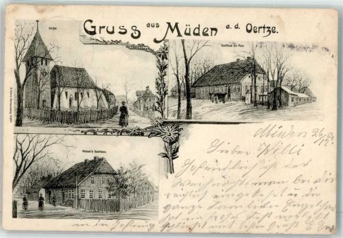 Müden 1902 Gasthaus Wessel Gasthaus zur Post Kirche